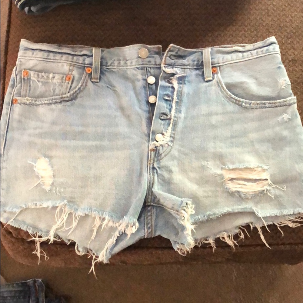 Levi button fly cutoffs